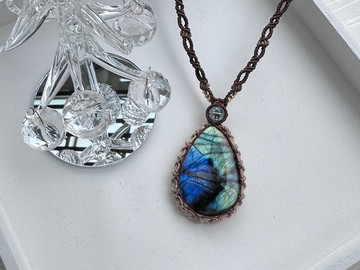 230527 Macrame 拉長石 編織 頸鍊