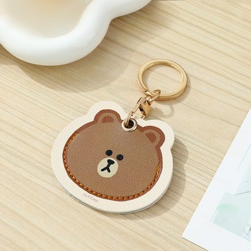 【LINE FRIENDS】防刮皮革門禁卡保護套鑰匙圈 熊大 (平輸品)