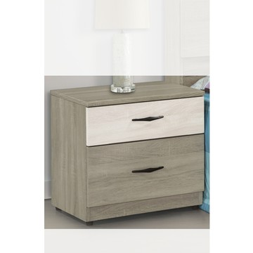 【顛覆設計】愛麗淺灰白原切雙色1.6尺二抽床頭櫃