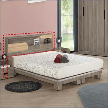 灰橡5尺夜燈床頭片 標準雙人 床頭背板 床片【275B0952】Leader傢居館