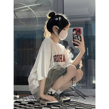 現貨當天出！溫柔風100%純棉短袖 t恤 美式短袖 美式大t 大尺碼oversize t恤下半身失蹤大碼女裝 學生穿搭