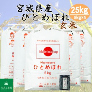 新米 令和5年産 米 お米 玄米 25kg (5kg×5袋) 宮城県産 ひとめぼれ 古代米30g付き