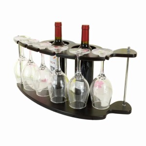置き型ワインボトルホルダー木製 ワインラック ワイン2本6グラス収納可能 ワインホルダー 通販 Lineポイント最大1 0 Get Lineショッピング