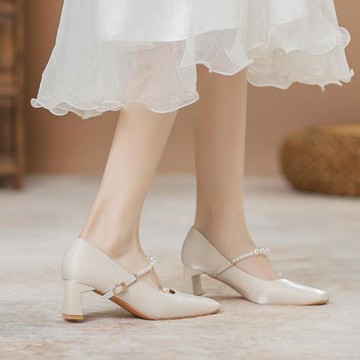 法式復古高跟鞋女2025新款百搭瑪麗珍女鞋仙女風伴娘婚鞋粗跟單鞋