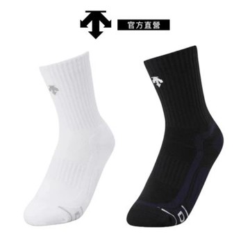 【DESCENTE】迪桑特 中性 透氣中筒襪 運動襪 (白色/黑色)