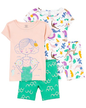 Baby 4-Piece Mermaid 100% Snug Fit Cotton PJs