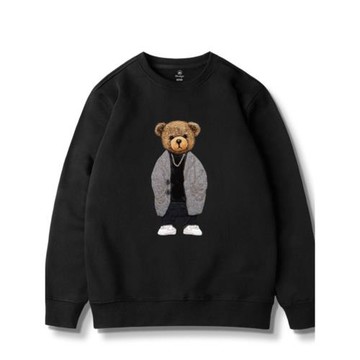 小熊秋冬季加絨衛衣男大碼情侶裝外套春秋季寬松加厚款圓領上衣服