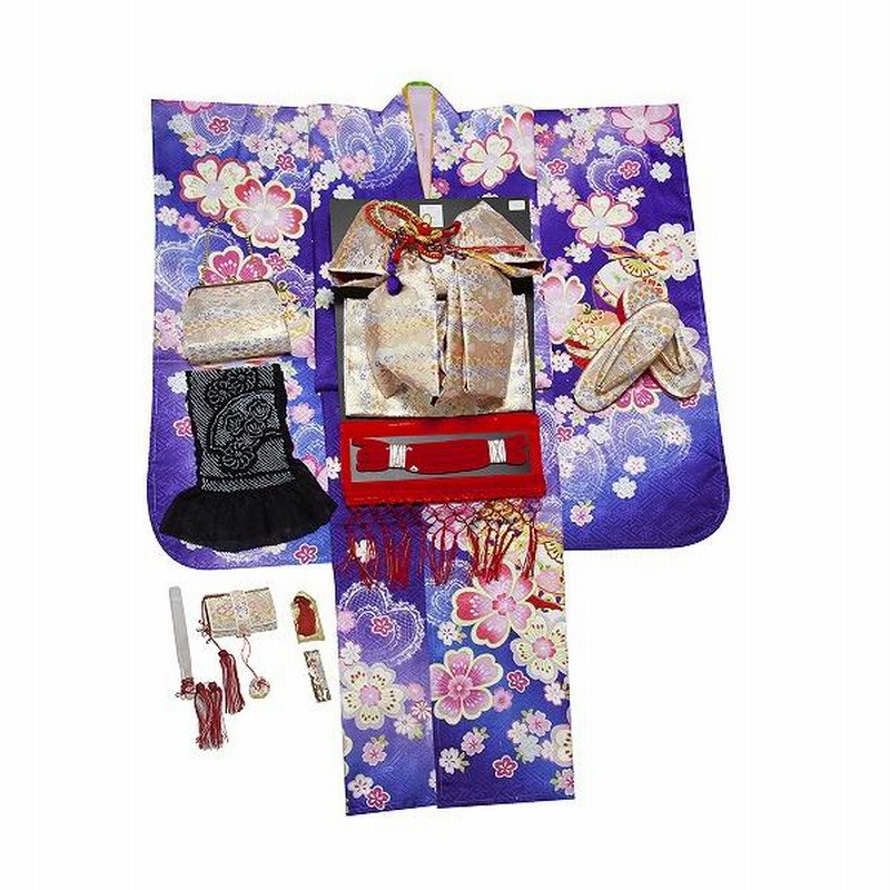 七五三‪‪❤︎‬フルセット 7歳 ピンク パープル ブラック 七五三着物 七‬