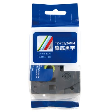 NEXTPAGE 台灣榮工 護貝標籤帶 24mm 相容標籤帶系列  綠底黑字  8m