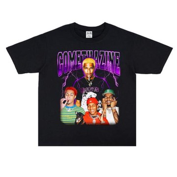 歐美說唱嘻哈Comethazine街頭個性印花T恤短袖寬松純棉男女青少年