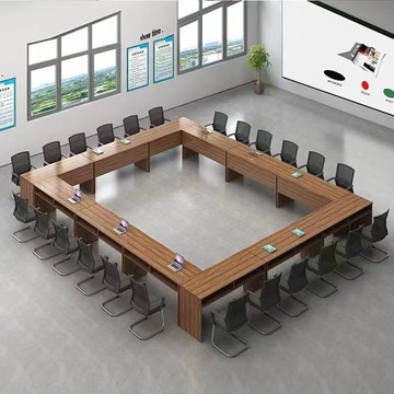 大會議室桌椅組合實木培訓臺雙人長條會議桌現代公司烤漆主席[DD030109]