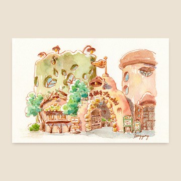 日本東京吉祥寺的童話小屋 水彩旅行明信片單張