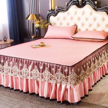 厚款】乳膠涼席三件套床裙冰絲席子2.0m可水洗夏季床笠床墊保護罩