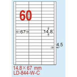【龍德】LD-844-HG-C (直角) 亮面防水相片噴墨標籤 14.8x67mm 20大張/包【APP滿額下單4%點數(單一帳號最高1000點)】7/31止