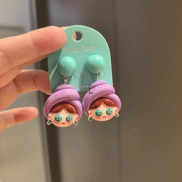商城熱賣⭐耳飾 耳夾 耳環 耳圈  耳釘 耳骨夾 2025新撞色復古富婆女孩個性耳環多巴胺無洞耳夾