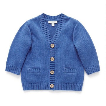 澳洲Purebaby有機棉男/女童針織外套12M~4T 海軍藍