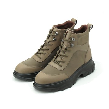 LUZZI 綁帶拉鍊軍靴 綠 女鞋