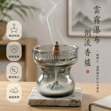 台灣出貨✨ 觀山倒流香爐 簡約煙灰玻璃香薰爐 臥室安神助眠香器 創意分體式香具 7.5cm蜂窩網
