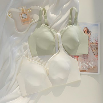 無痕夏季超薄款內衣女大胸顯小無鋼圈縮胸收副乳防下垂兔耳杯文胸
