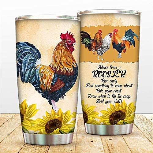 20oz Stainless Steel Rooster Tumbler Cup,Farm Country Chicken Travel Mug, S