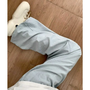 🚀台灣出貨+虧本衝評🚀日本🇯🇵 淺藍色奶芙山本褲女夏2026款小個子高腰冰絲闊腿褲慵懶醋酸肌理感