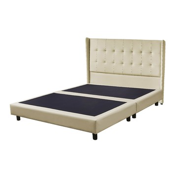 【多瓦娜】拜爾德5尺皮床組/床頭+床底-二色米色