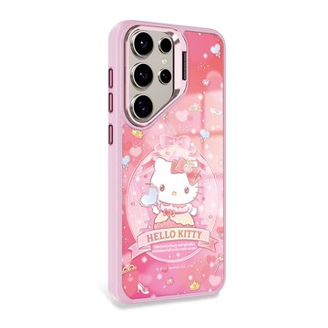 三麗鷗 S25/S24/S23軍規防摔合金框隱形立架手機殼-晚宴凱蒂-粉框