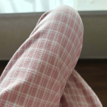 秋季睡褲女雙面磨毛中厚家居褲軟糯寬鬆直筒高腰無袋簡約款格紋
