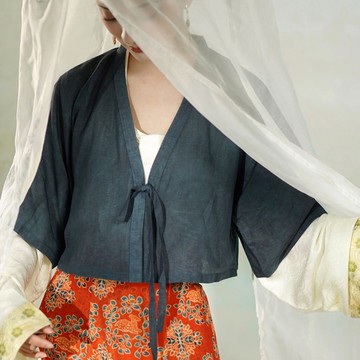 【鶯草】新中式復古 宣紙肌理短上衣