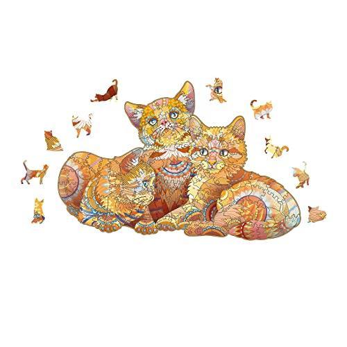 ジグソーパズル 猫 |NKTDWO 100 Pieces Wooden Jigsaw Puzzle 9.6'' x