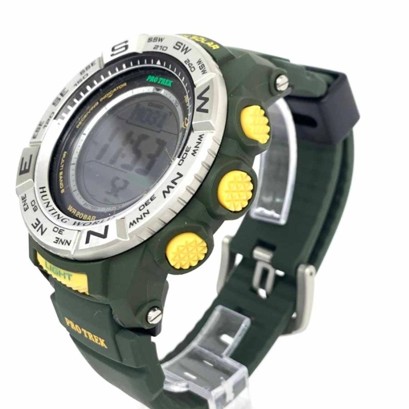 HUNTING WORLD×CASIO PROTREK ハンティングワールド×カシオ プロトレック 腕時計 美品 電波ソーラー PRW-3510HW  グリーン メンズ | LINEブランドカタログ