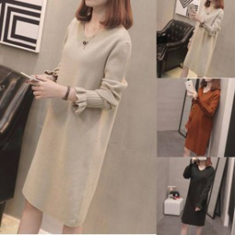 ワンピース パフ袖 レディース 長袖ワンピース バルーン袖 大きいサイズ Vネック ストレート 通販 Lineポイント最大1 0 Get Lineショッピング