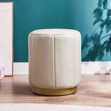 林氏木業北歐簡約仿皮化妝凳JF2H-米白色-(H014337543)