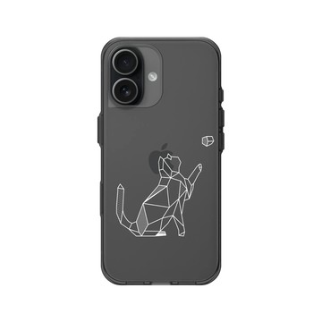 iPhone 17 Clear (相機按鈕) 酷墨灰 - Animal Silhouette / 動物剪影 - 幾何-動物系列/球與貓