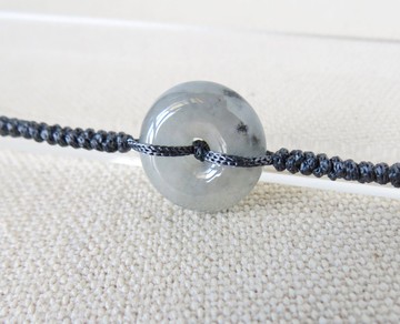 本命年【歲歲平安】冰烏雞翡翠絲光編織手鍊*SW51*招財開運