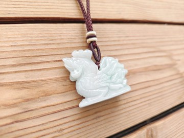 【親翠】天然翡翠  冰綠漸層雄壯大胖公雞調整式繩鏈