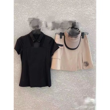 高爾夫女裝春夏季新款翻領修身顯瘦短袖t恤防走光高腰速干A字短裙