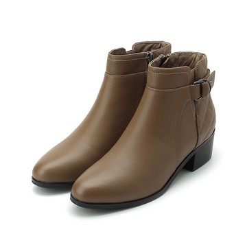 LUZZI 菱格拉鍊短靴 咖 女鞋