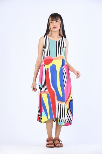 Dress Hand Paint Soft Cotton Silk for Yoga Vacation Holidays