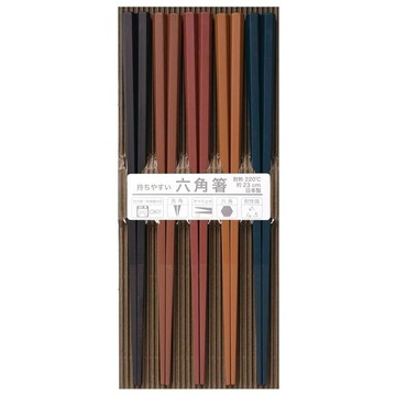 SUNLIFE 六角止滑耐熱筷 Set 5雙 PBT樹脂材質  23cm  大地色  1組