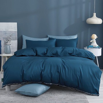 好關係 HAOKUANXI | 極光雀藍-純境長纖棉刺繡床包被套枕套組