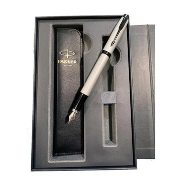 PARKER 派克 IM系列內斂灰鋼筆 真皮筆套禮