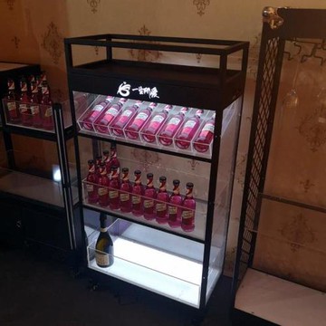 陜西發光酒柜LED酒吧KTV創意三層香檳柜不銹鋼展示紅酒洋酒黑桃A