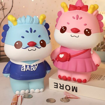 招財貓擺件 龍年新款存錢罐搪膠耐摔可存可取卡通儲蓄罐房間擺件節日個性禮品交換禮物