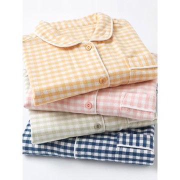 2025日系新品全棉秋冬絨布情侶睡衣女純棉磨毛全棉男士家居服套裝