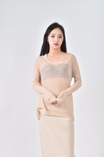 (XS（含）以下) joie春夏羊毛針織透膚粉色長袖上衣