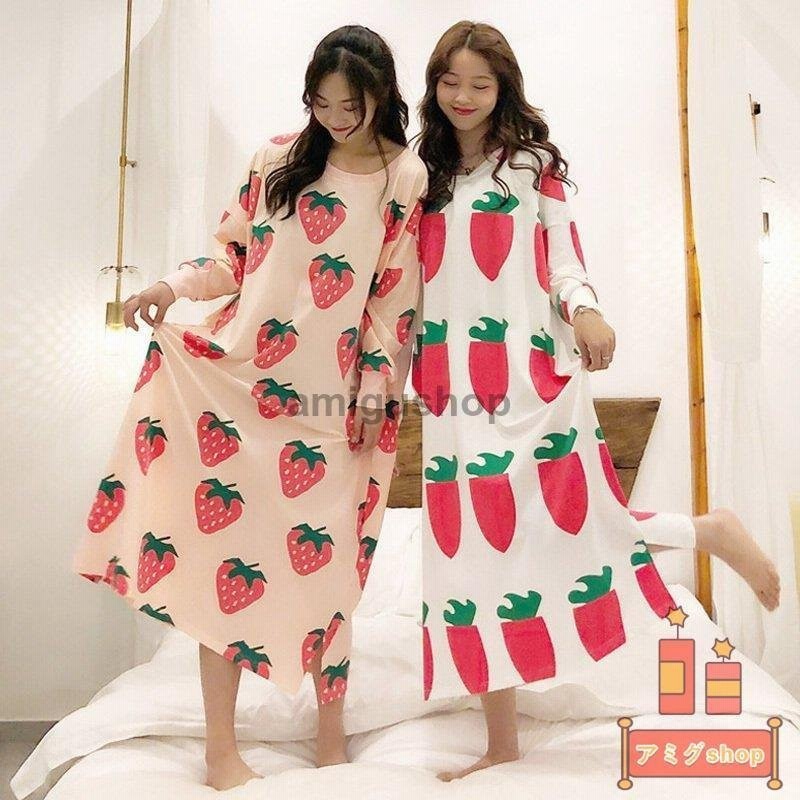 ネグリジェ 春秋 姫 ネグリジェ 長袖ワンピース イチゴ柄ネグリジェ ロング丈 ルームウェア パジャマ レディース 部屋着 大人可愛い オシャレ新作 通販 Lineポイント最大1 0 Get Lineショッピング