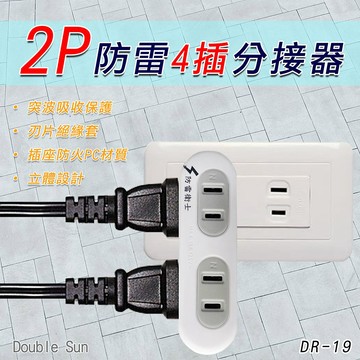 朝日電工 DR-19  2P防雷4插分接器