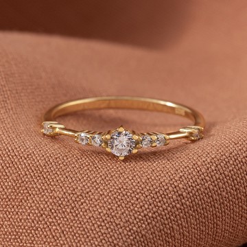 [925純銀]MARIGOLD永恆奇跡六爪鋯石戒指【KMD221】-金