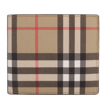 BURBERRY 巴寶莉  經典Vintage  PVC格紋8卡男短夾(卡其色)